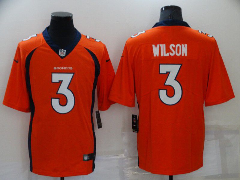 Men Denver Broncos #3 Wilson Orange Nike Vapor Untouchable Limited 2022 NFL Jersey